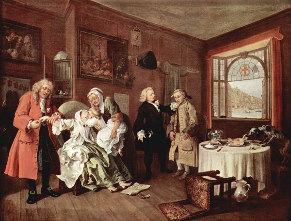 William Hogarth Mariage a la Mode Szene Selbstmord de  Comtesse Wandbild